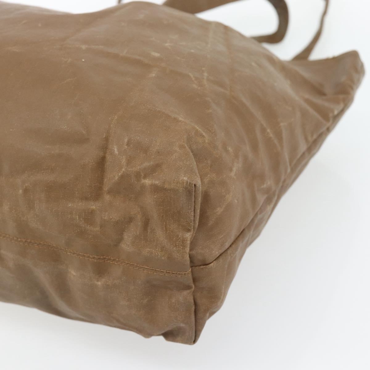 CHANEL Tote Bag Coated Canvas Brown CC Auth bs35205