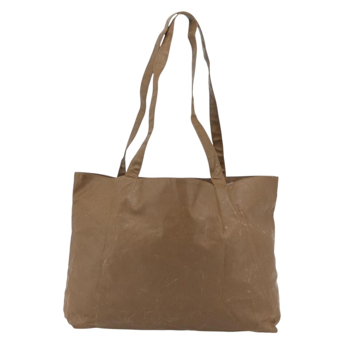 CHANEL Tote Bag Coated Canvas Brown CC Auth bs35205