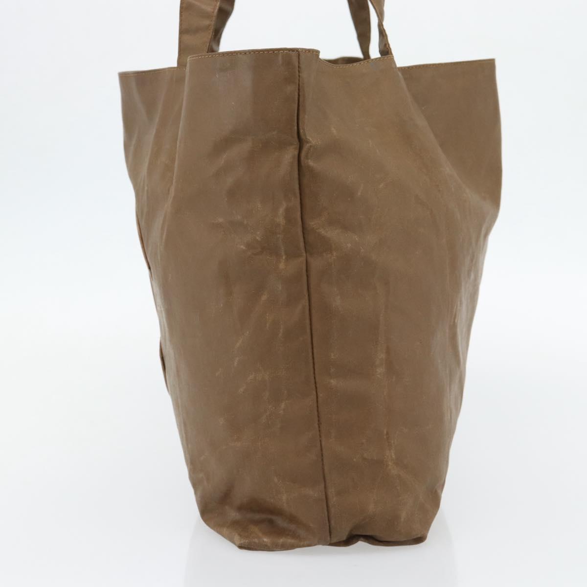 CHANEL Tote Bag Coated Canvas Brown CC Auth bs35205