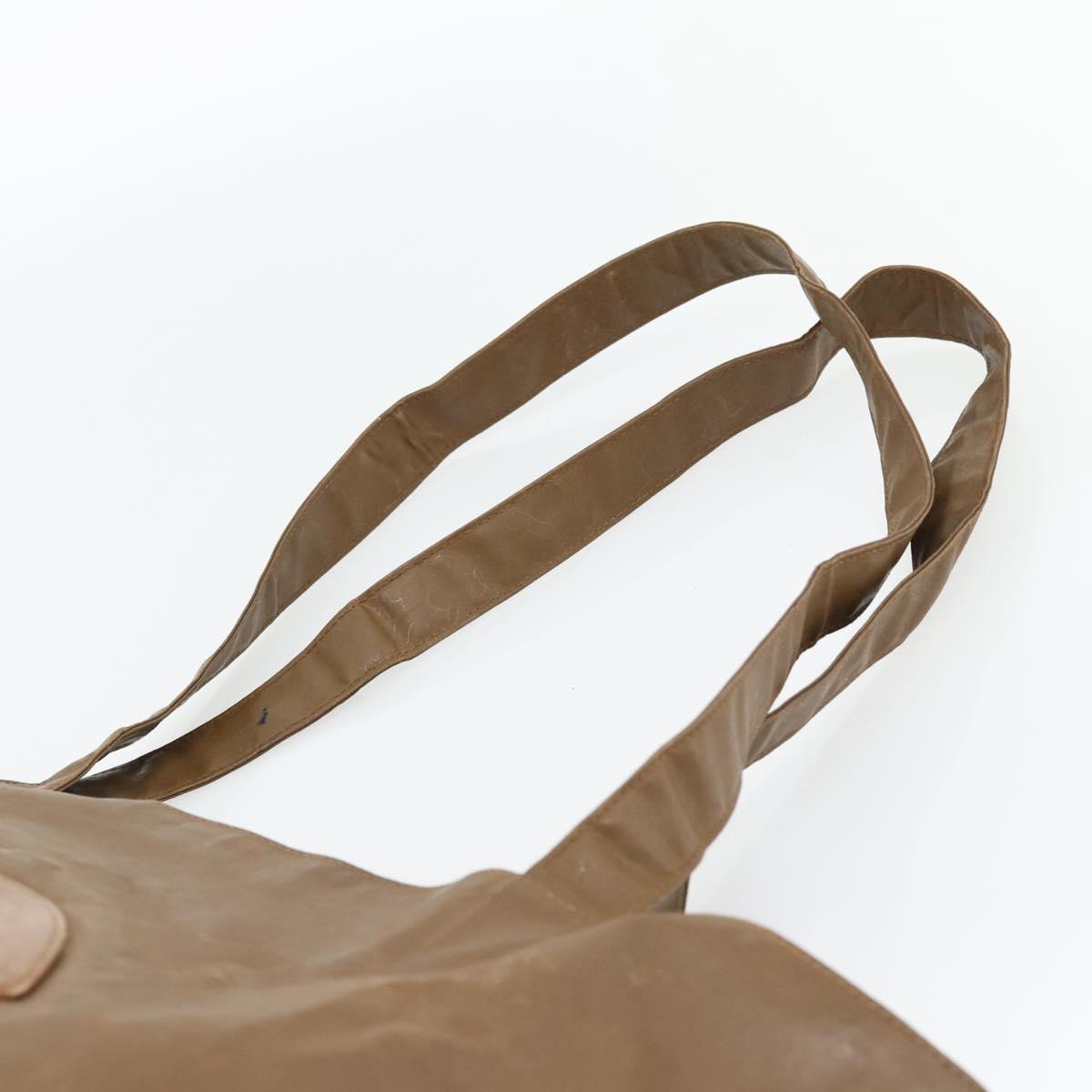 CHANEL Tote Bag Coated Canvas Brown CC Auth bs35205