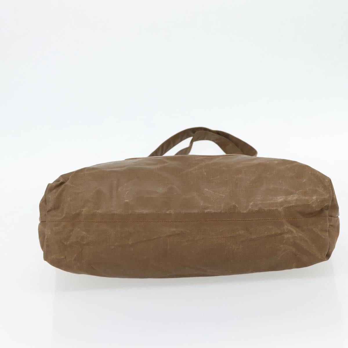 CHANEL Tote Bag Coated Canvas Brown CC Auth bs35205