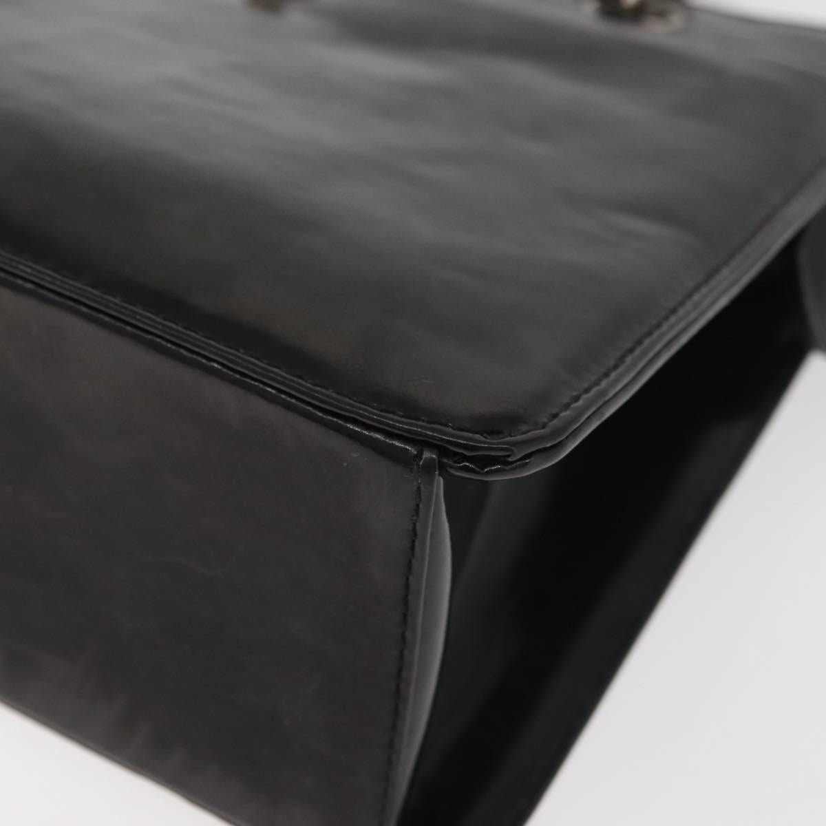 CHANEL Matelasse Chain Hand Bag Patent leather Black Silver CC Auth bs35206