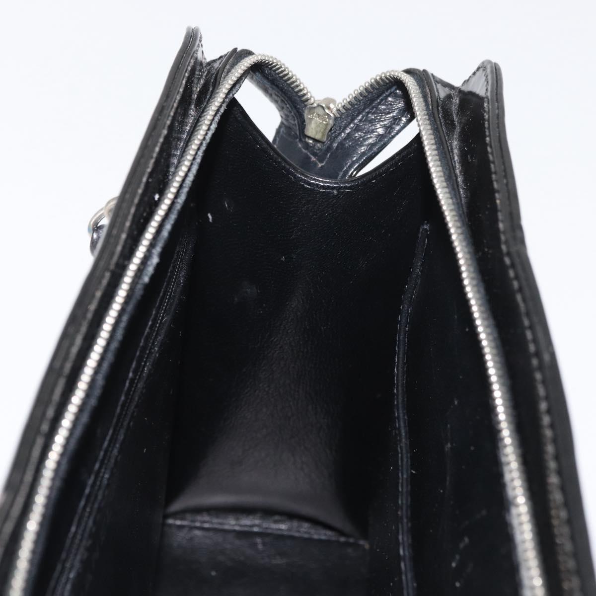 CHANEL Matelasse Chain Hand Bag Patent leather Black Silver CC Auth bs35206