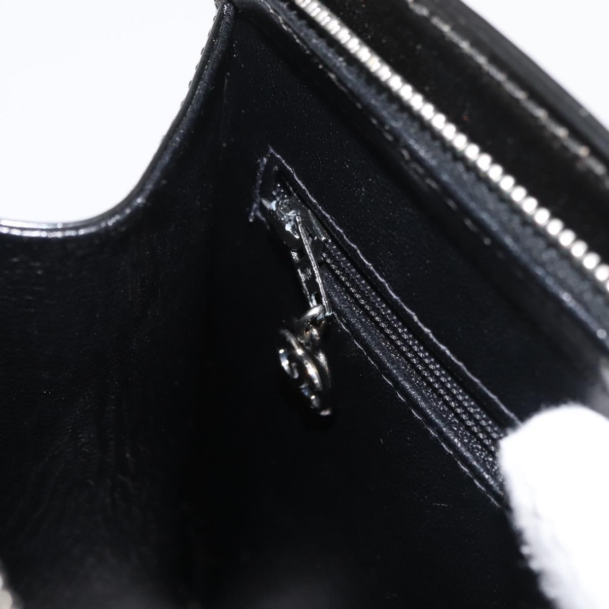 CHANEL Matelasse Chain Hand Bag Patent leather Black Silver CC Auth bs35206