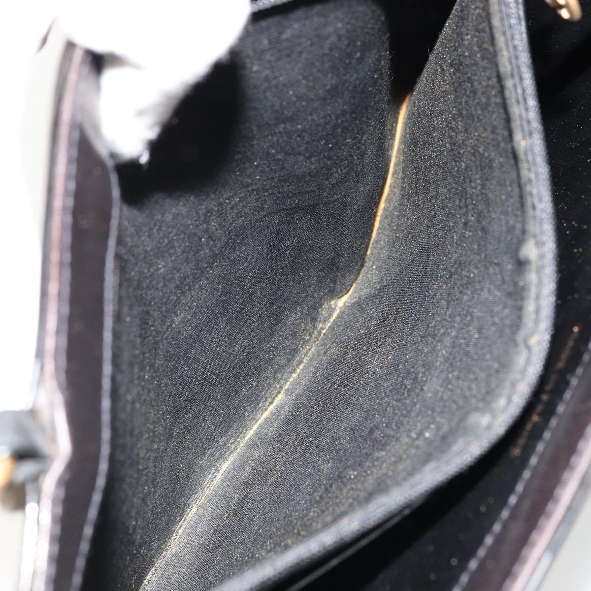 CHANEL Matelasse Chain Tote Bag Patent leather Black Gold CC Auth bs35207