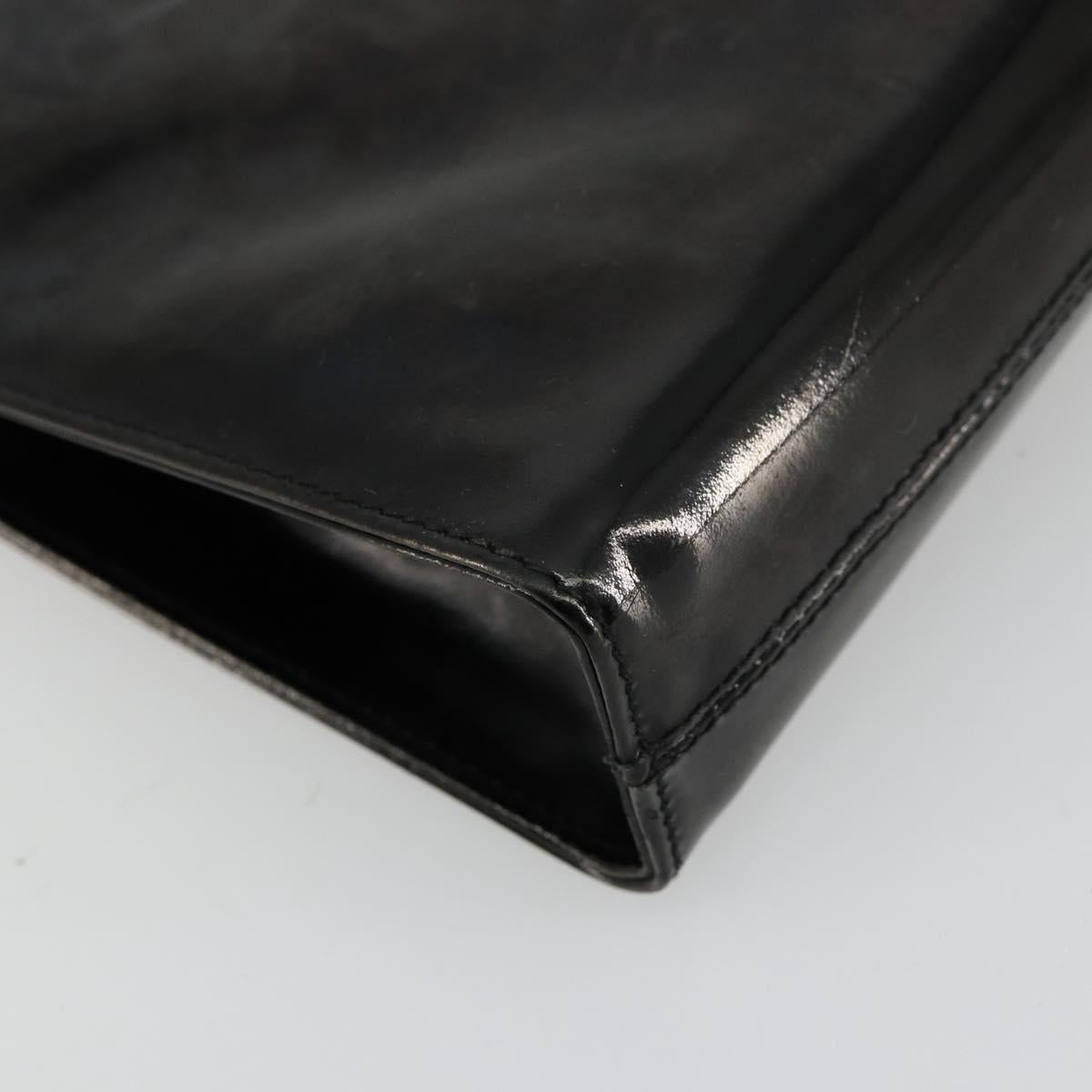 Salvatore Ferragamo Gancini Chain Bag Patent leather Black Gold Auth bs35209