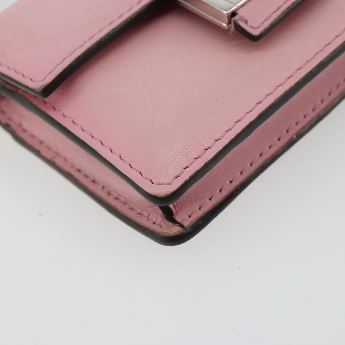 FENDI Shoulder Pouch Leather Pink Silver Auth bs35213A
