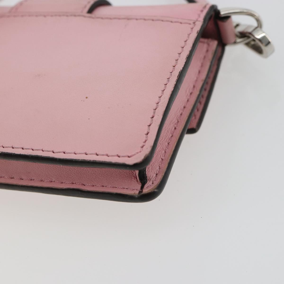 FENDI Shoulder Pouch Leather Pink Silver Auth bs35213A