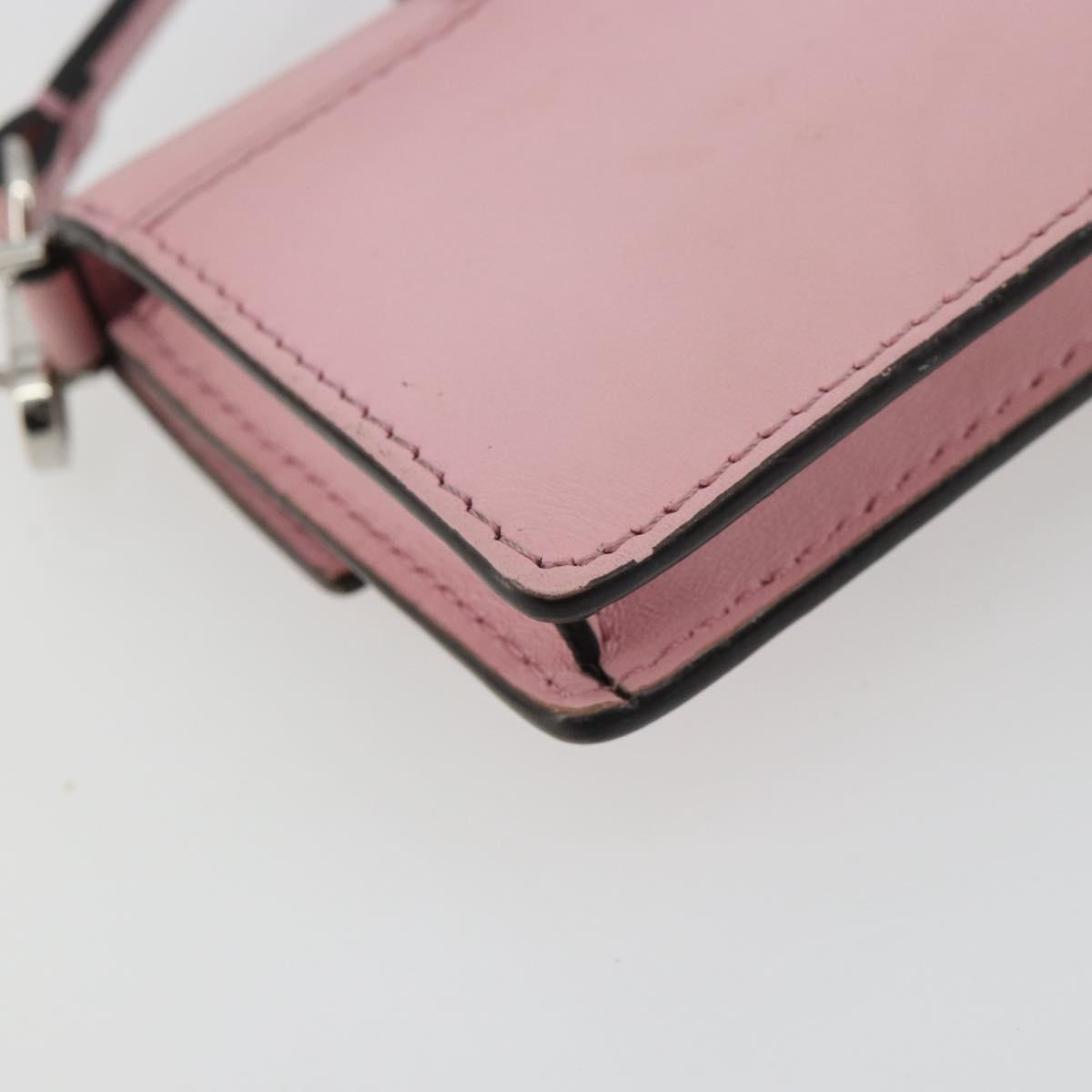 FENDI Shoulder Pouch Leather Pink Silver Auth bs35213A