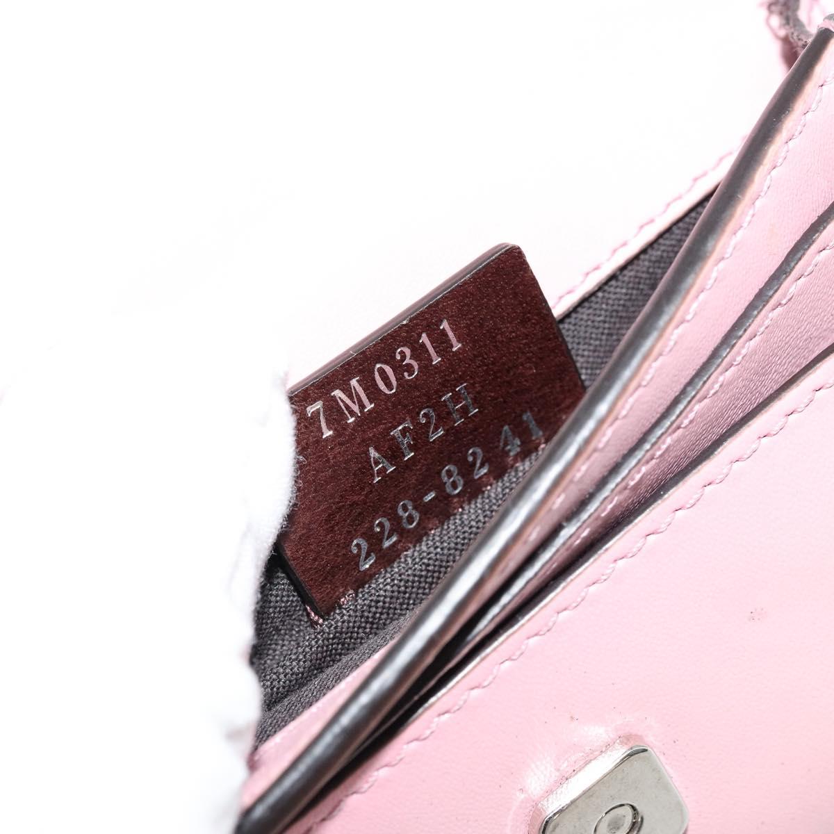 FENDI Shoulder Pouch Leather Pink Silver Auth bs35213A