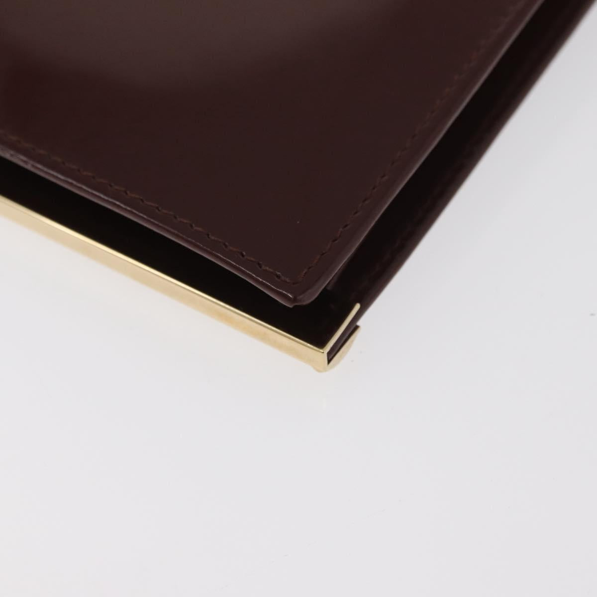 GUCCI Long Wallet Patent leather Brown Gold Auth bs35216
