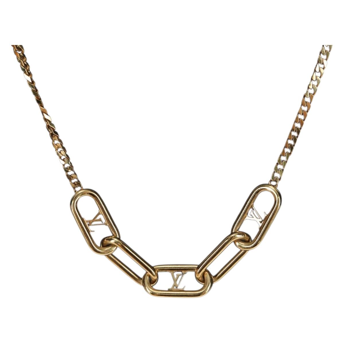 LOUIS VUITTON Chain Collier Signature Necklace metal Gold M00324 Auth bs35219M