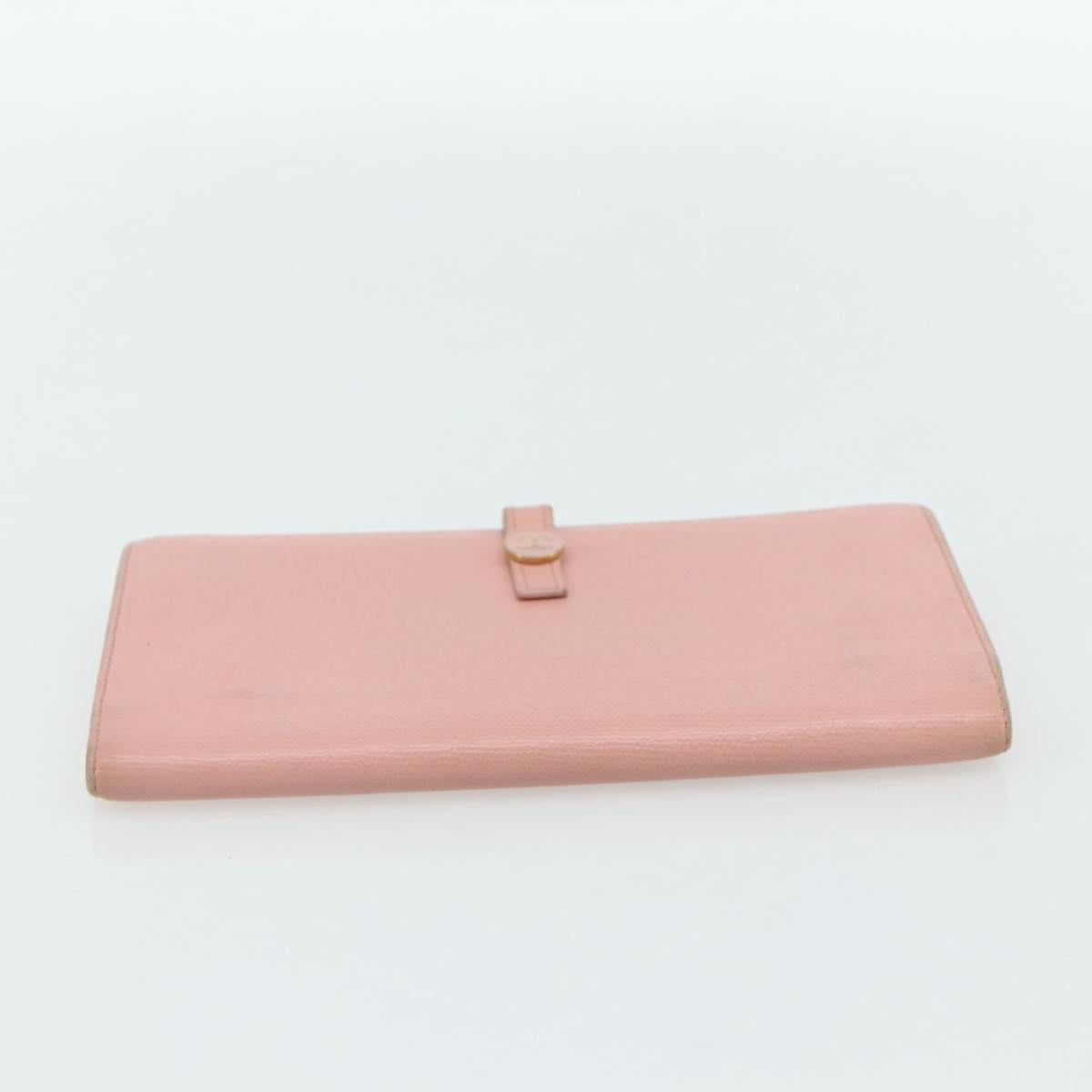 CHANEL Wallet Leather 4 Set Orange Pink black CC Auth bs35220