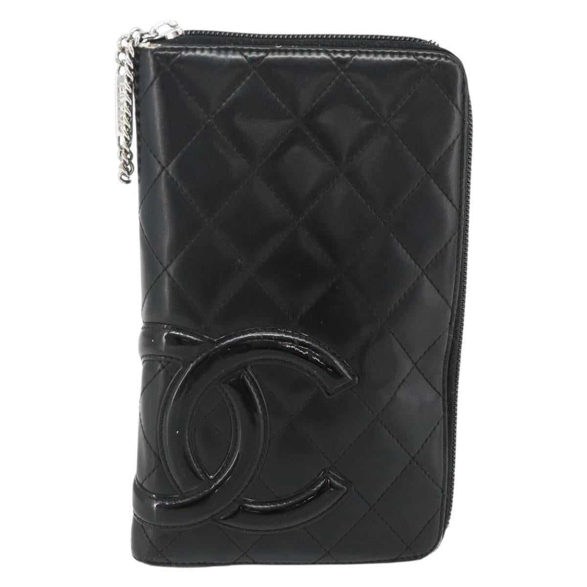CHANEL Wallet Leather 4 Set Orange Pink black CC Auth bs35220