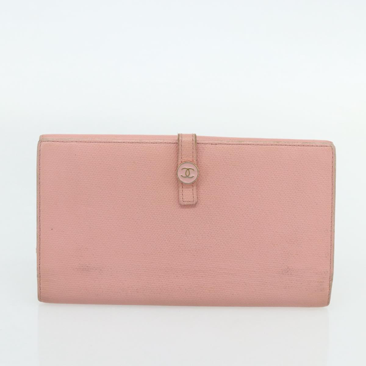 CHANEL Wallet Leather 4 Set Orange Pink black CC Auth bs35220