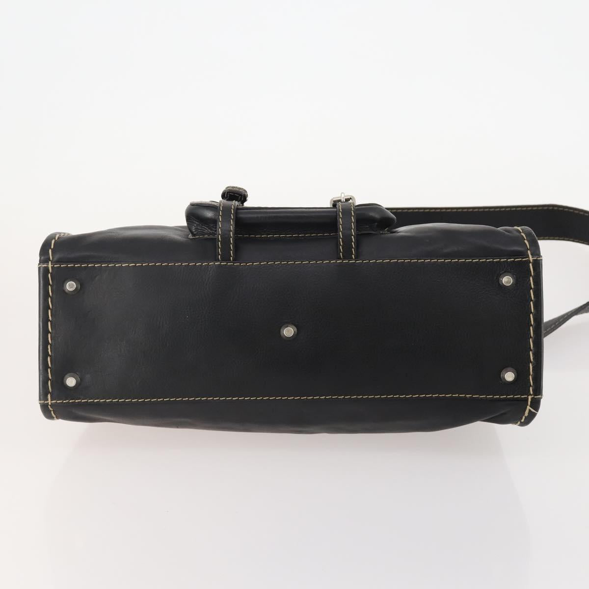 Chloe Eddithbu Hand Bag Leather 2way Black Silver Auth bs35234A