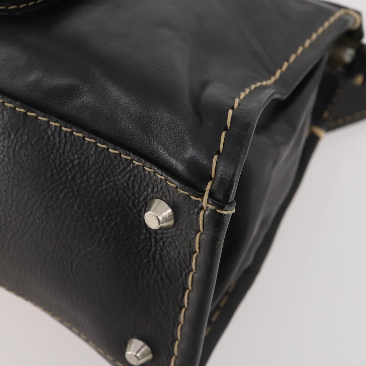 Chloe Eddithbu Hand Bag Leather 2way Black Silver Auth bs35234A