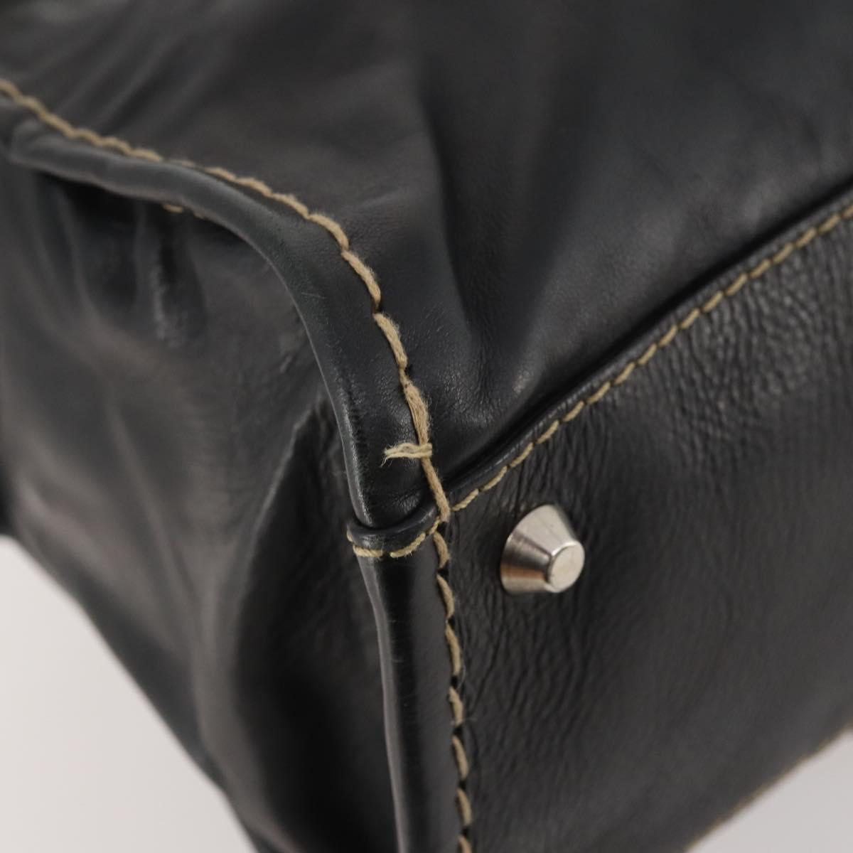 Chloe Eddithbu Hand Bag Leather 2way Black Silver Auth bs35234A