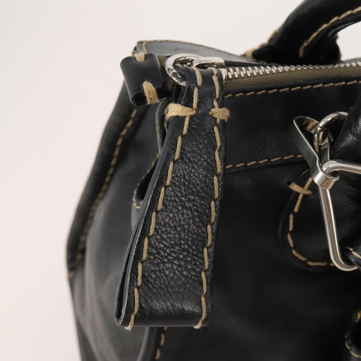 Chloe Eddithbu Hand Bag Leather 2way Black Silver Auth bs35234A