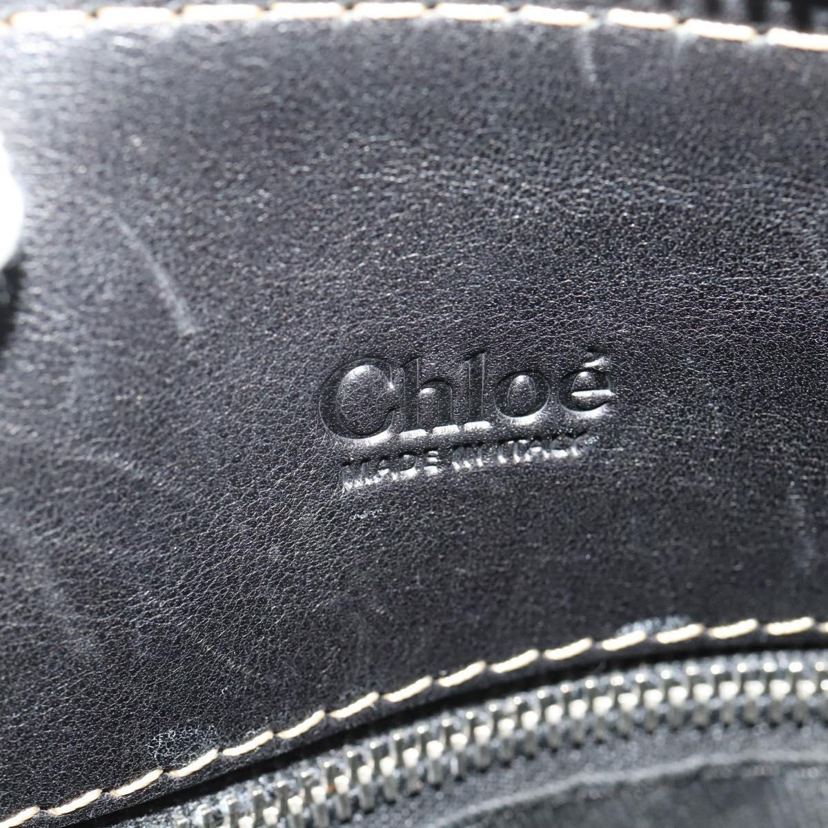 Chloe Eddithbu Hand Bag Leather 2way Black Silver Auth bs35234A
