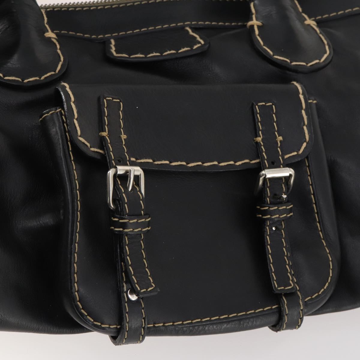 Chloe Eddithbu Hand Bag Leather 2way Black Silver Auth bs35234A