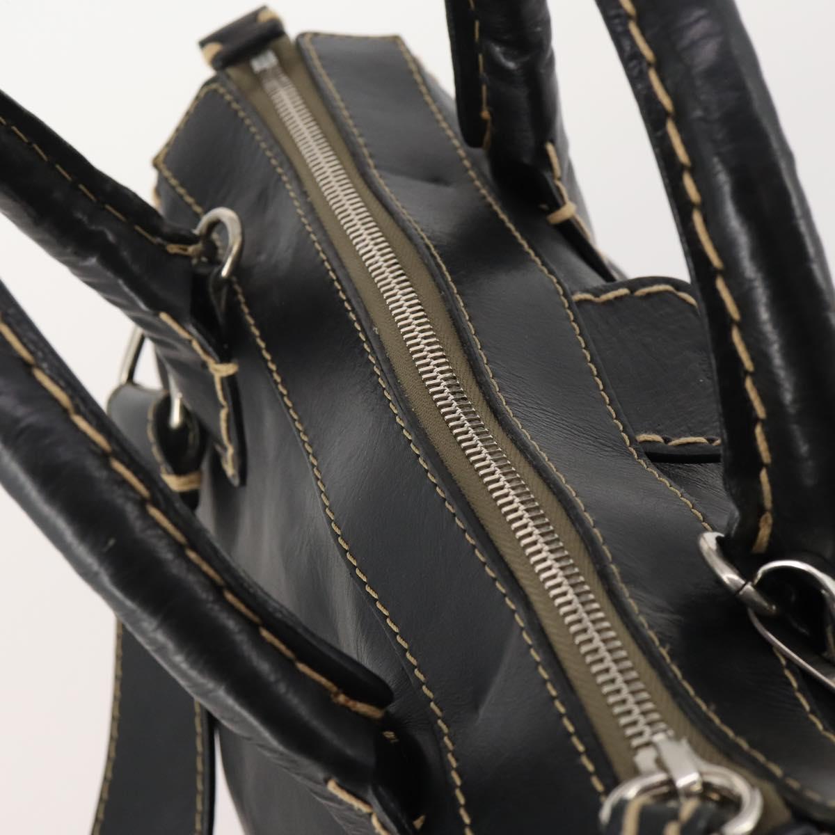 Chloe Eddithbu Hand Bag Leather 2way Black Silver Auth bs35234A