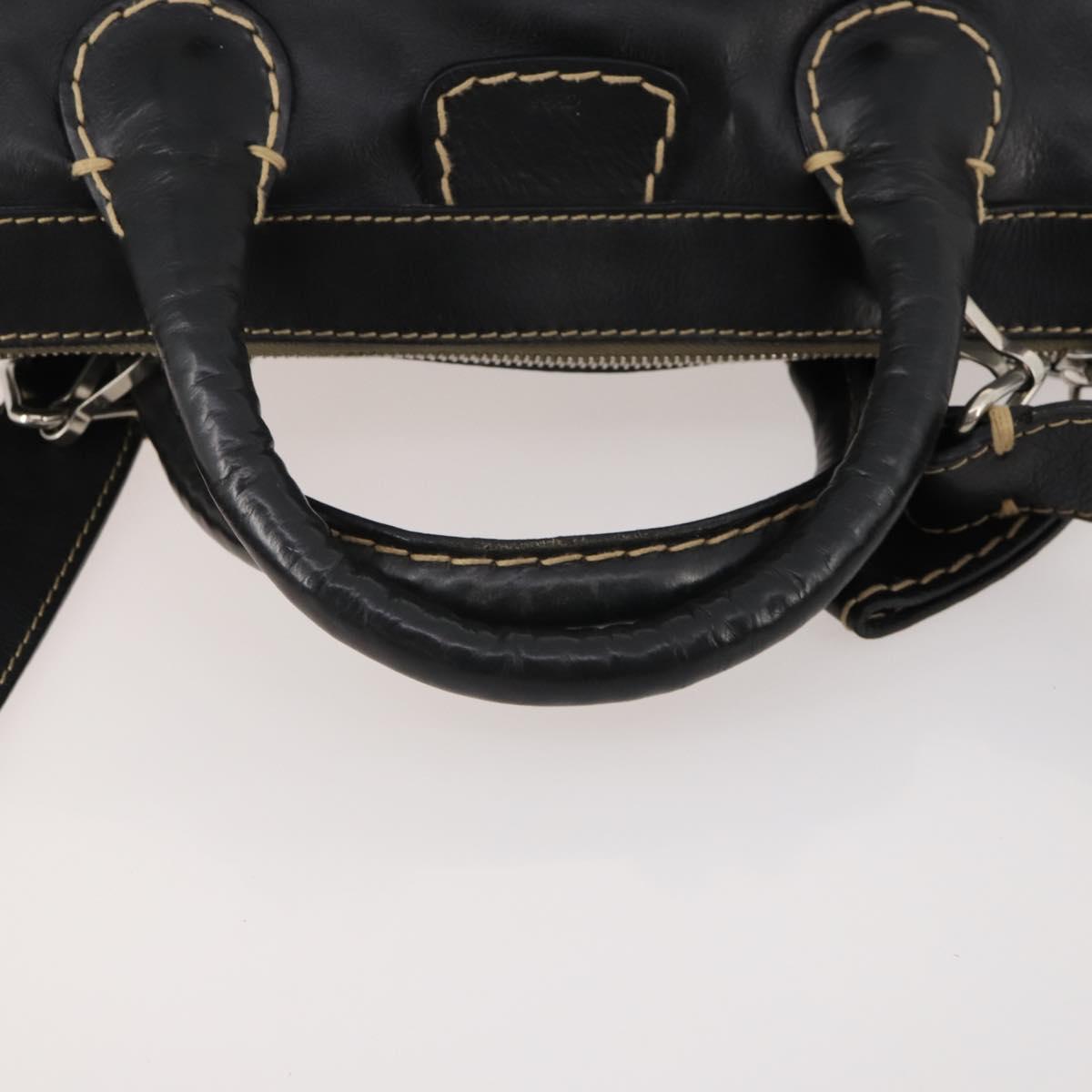 Chloe Eddithbu Hand Bag Leather 2way Black Silver Auth bs35234A