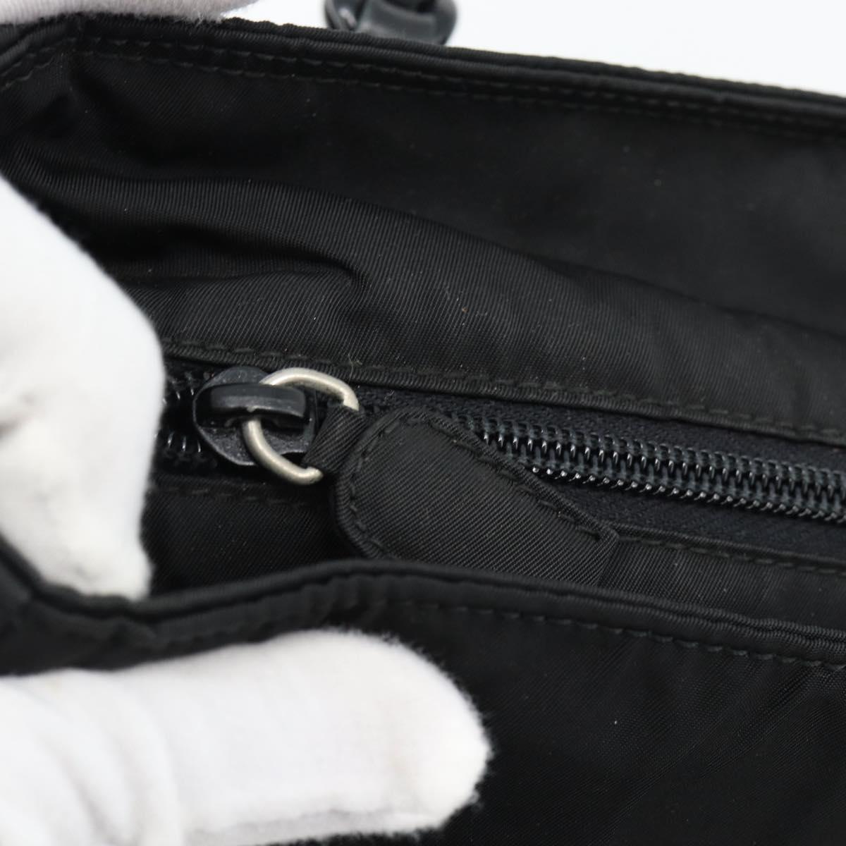 PRADA Chain Shoulder Bag Nylon Brown Silver Auth bs35235A