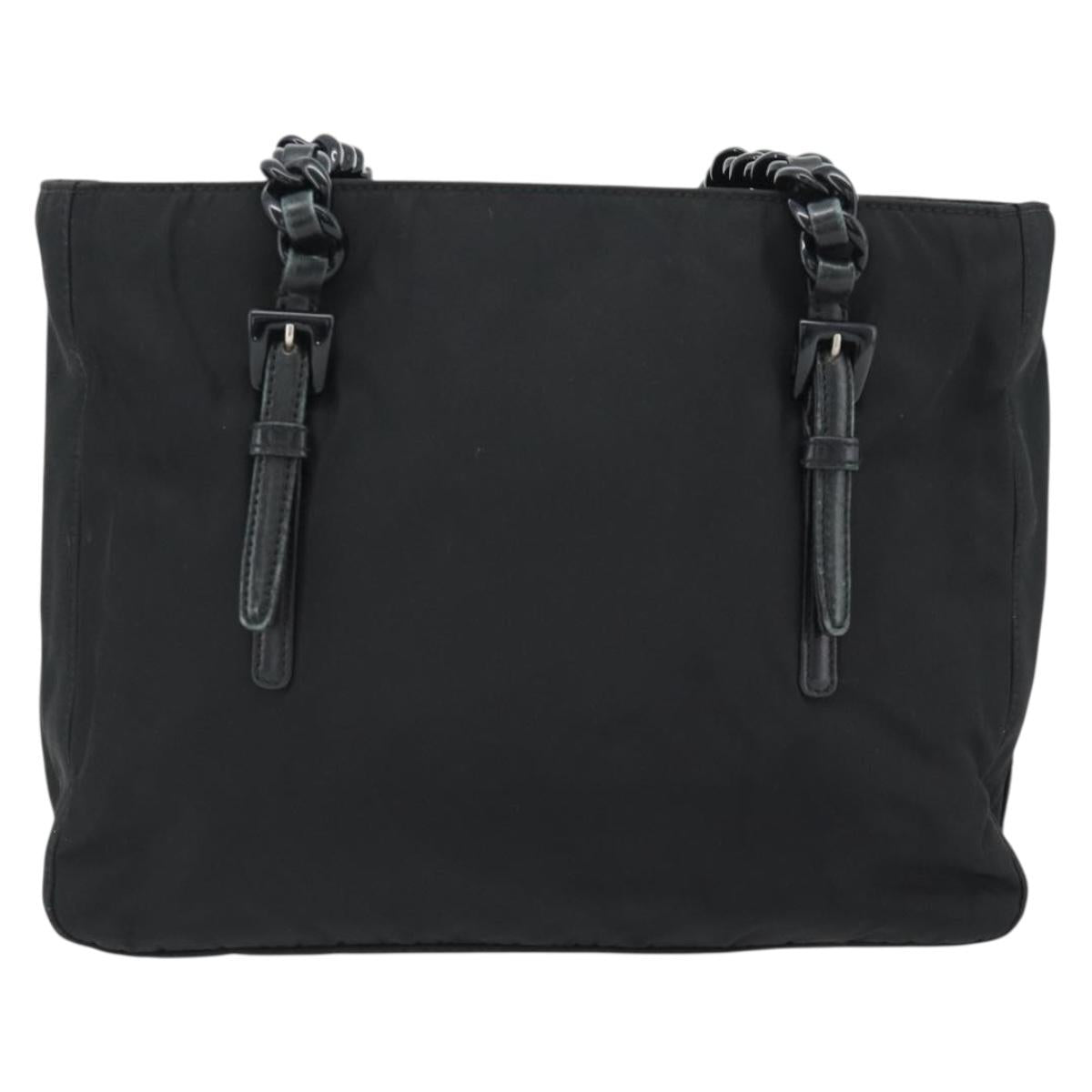 PRADA Chain Shoulder Bag Nylon Brown Silver Auth bs35235A