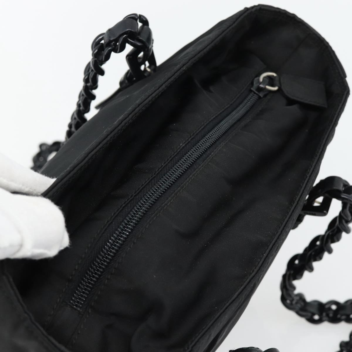 PRADA Chain Shoulder Bag Nylon Brown Silver Auth bs35235A