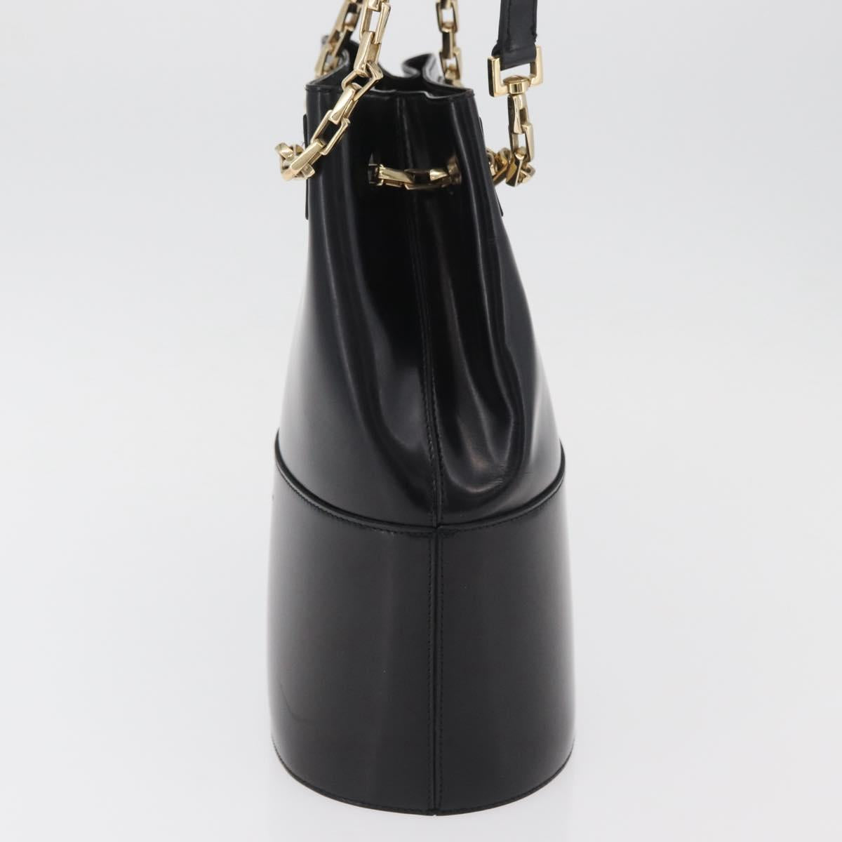 Salvatore Ferragamo Chain Tote Bag Patent leather Black Gold Auth bs35237