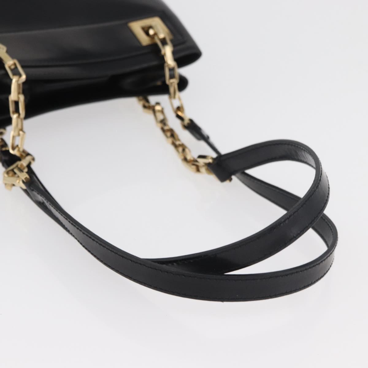 Salvatore Ferragamo Chain Tote Bag Patent leather Black Gold Auth bs35237