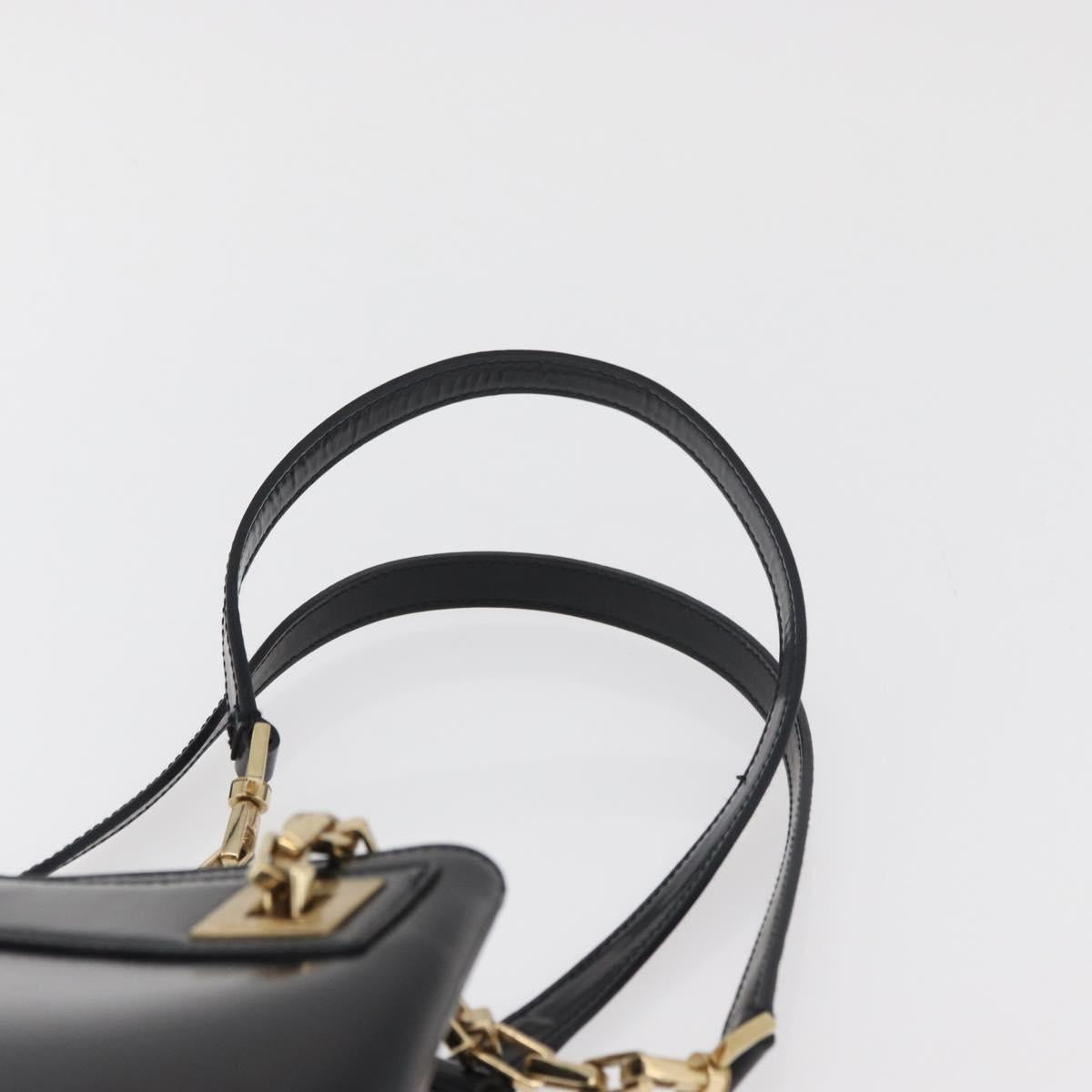 Salvatore Ferragamo Chain Tote Bag Patent leather Black Gold Auth bs35237