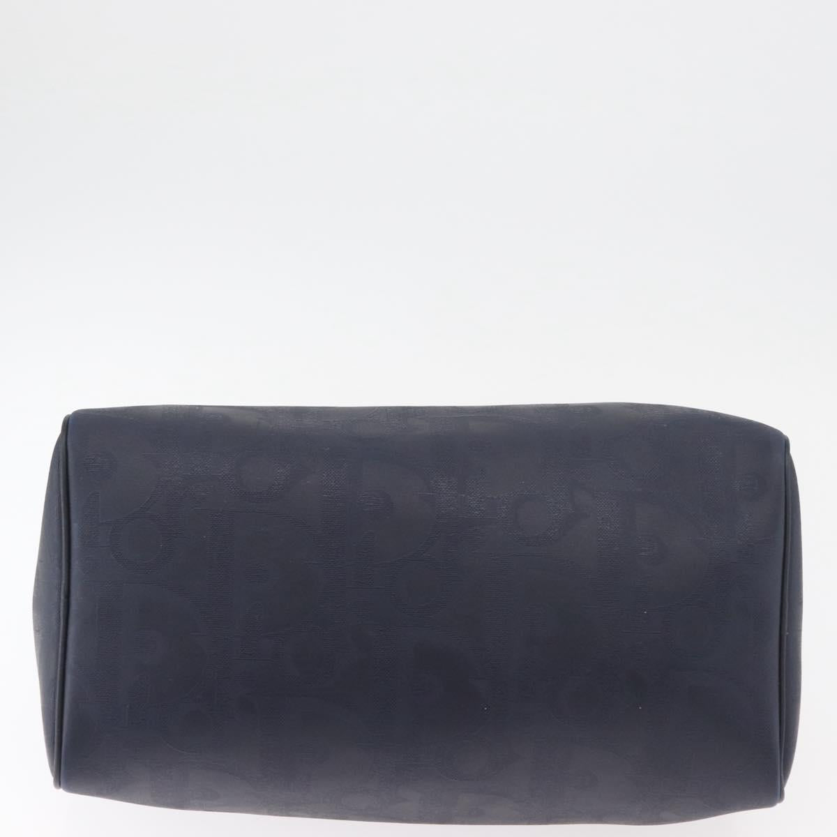 Christian Dior Trotter Canvas Hand Bag Navy Gold Auth bs35238