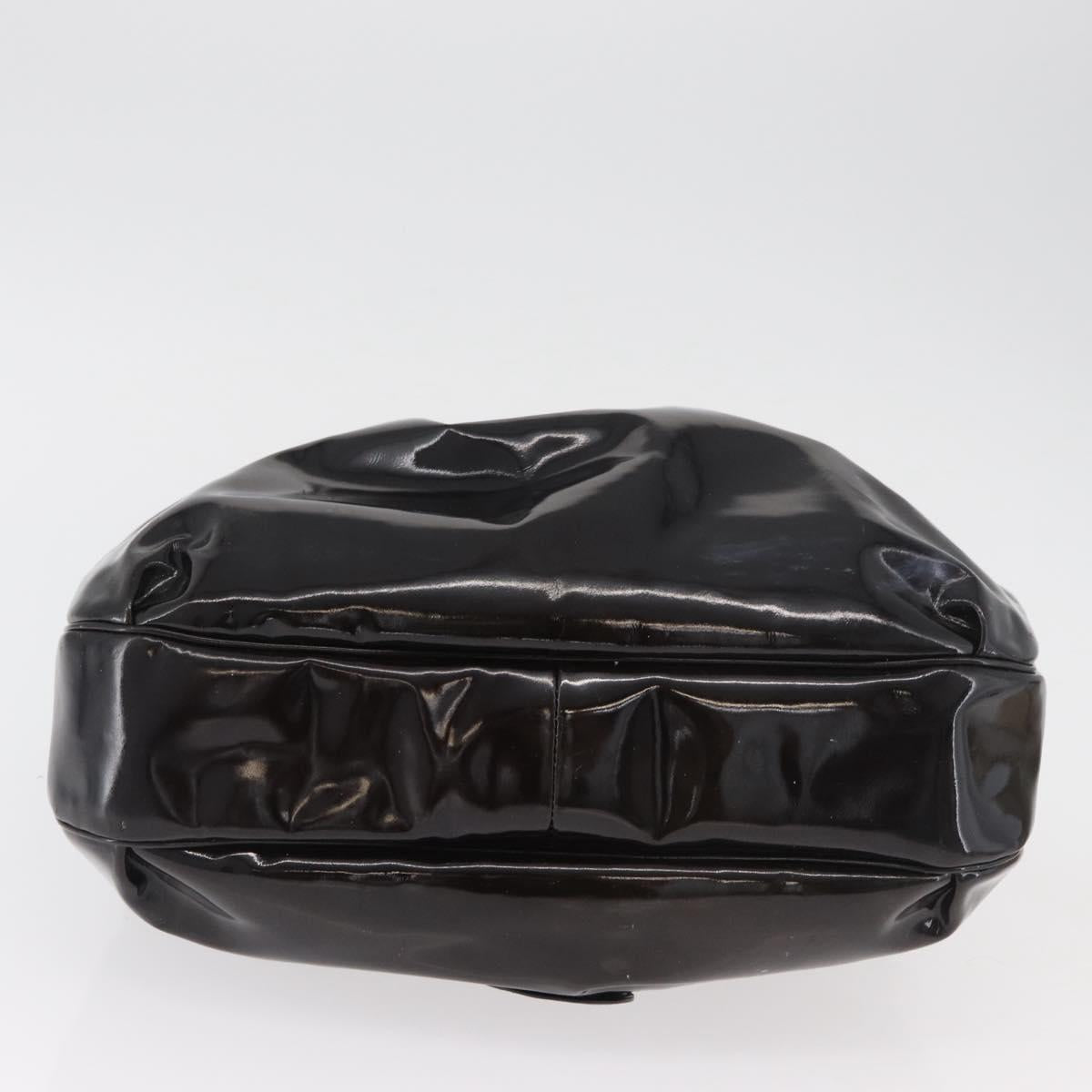 Salvatore Ferragamo Gancini Hand Bag Patent leather Dark Brown Auth bs35239