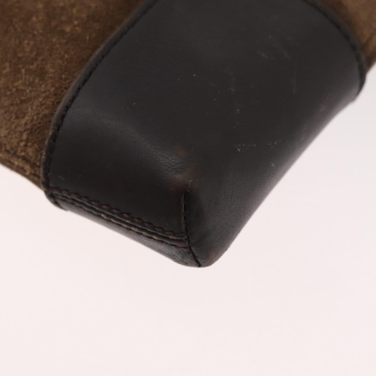 LOEWE Anagram Shoulder Bag Suede Brown Gold Auth bs35241
