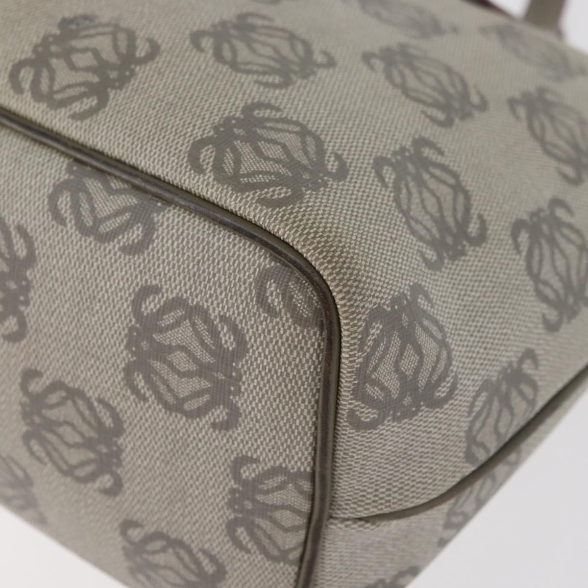 LOEWE Anagram Hand Bag PVC Gold Gray Auth bs35243