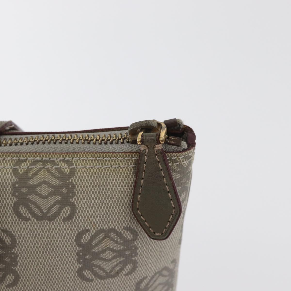 LOEWE Anagram Hand Bag PVC Gold Gray Auth bs35243