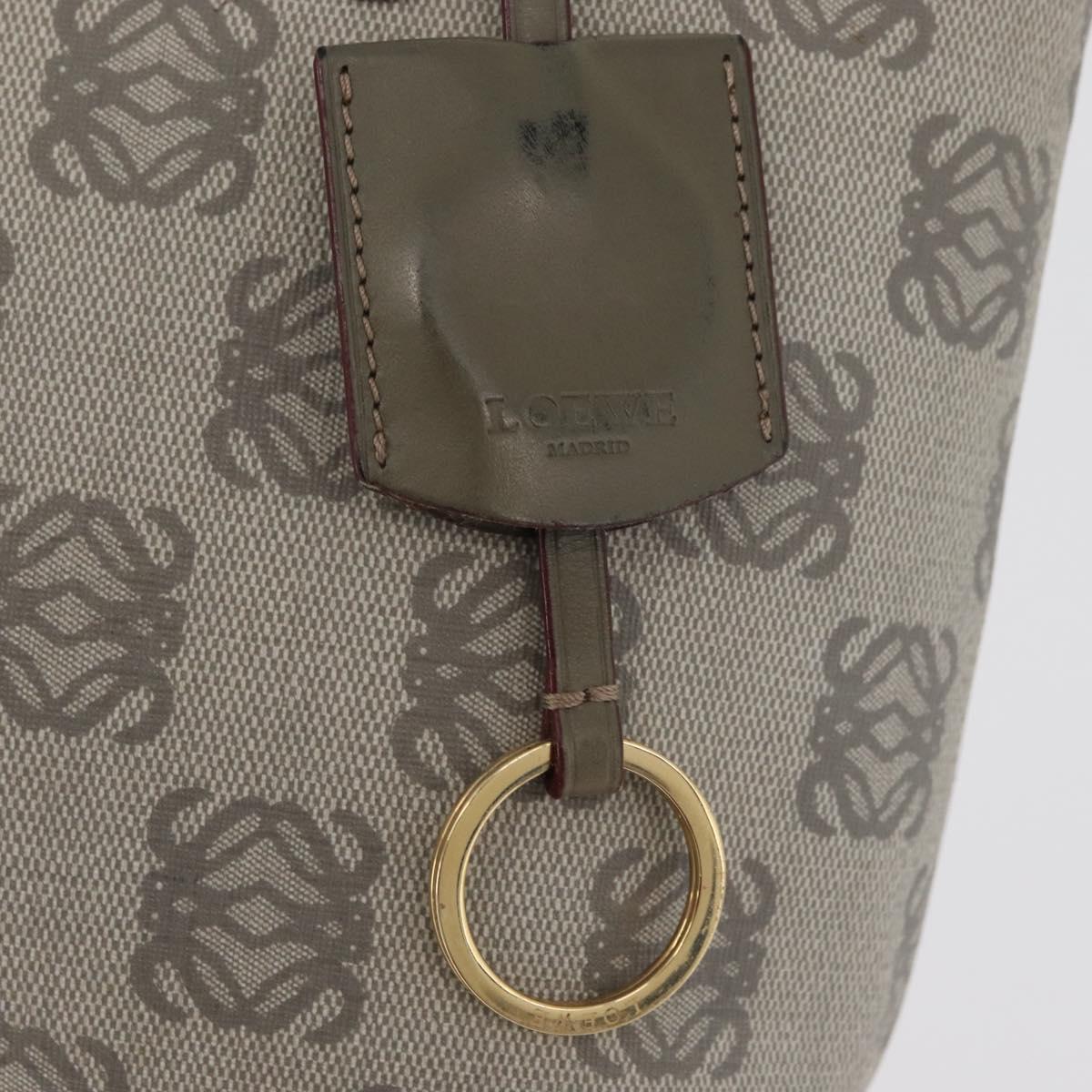 LOEWE Anagram Hand Bag PVC Gold Gray Auth bs35243