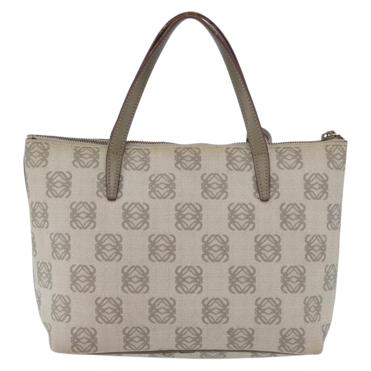 LOEWE Anagram Hand Bag PVC Gold Gray Auth bs35243