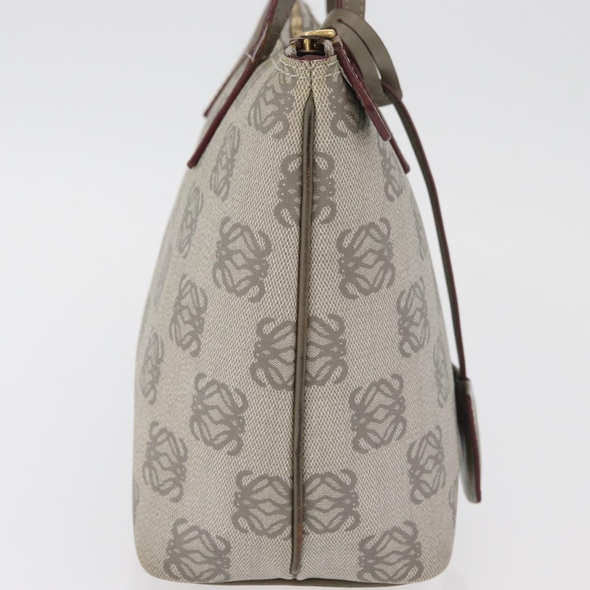 LOEWE Anagram Hand Bag PVC Gold Gray Auth bs35243