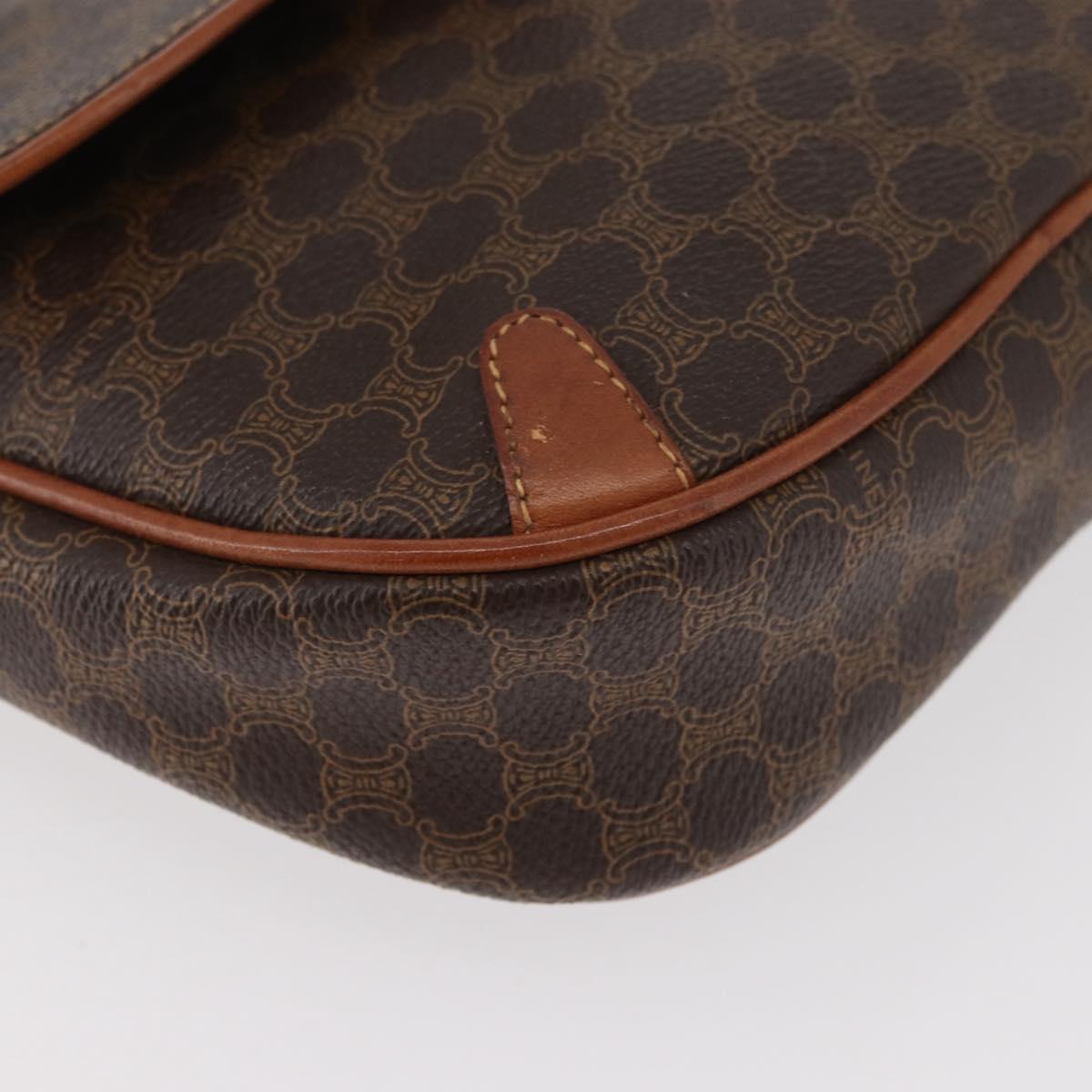 CELINE Macadam Canvas Shoulder Bag PVC Leather Brown Gold Auth bs35244