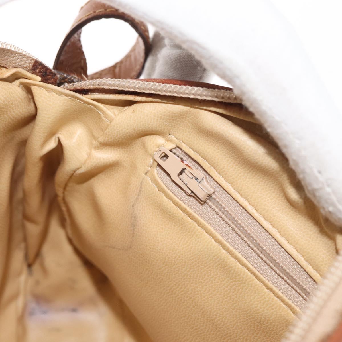 CELINE Macadam Canvas Shoulder Bag PVC Leather Brown Gold Auth bs35244