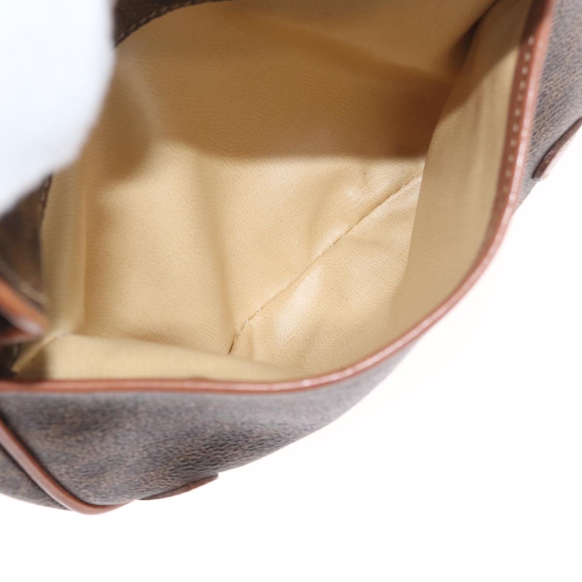 CELINE Macadam Canvas Shoulder Bag PVC Leather Brown Gold Auth bs35244
