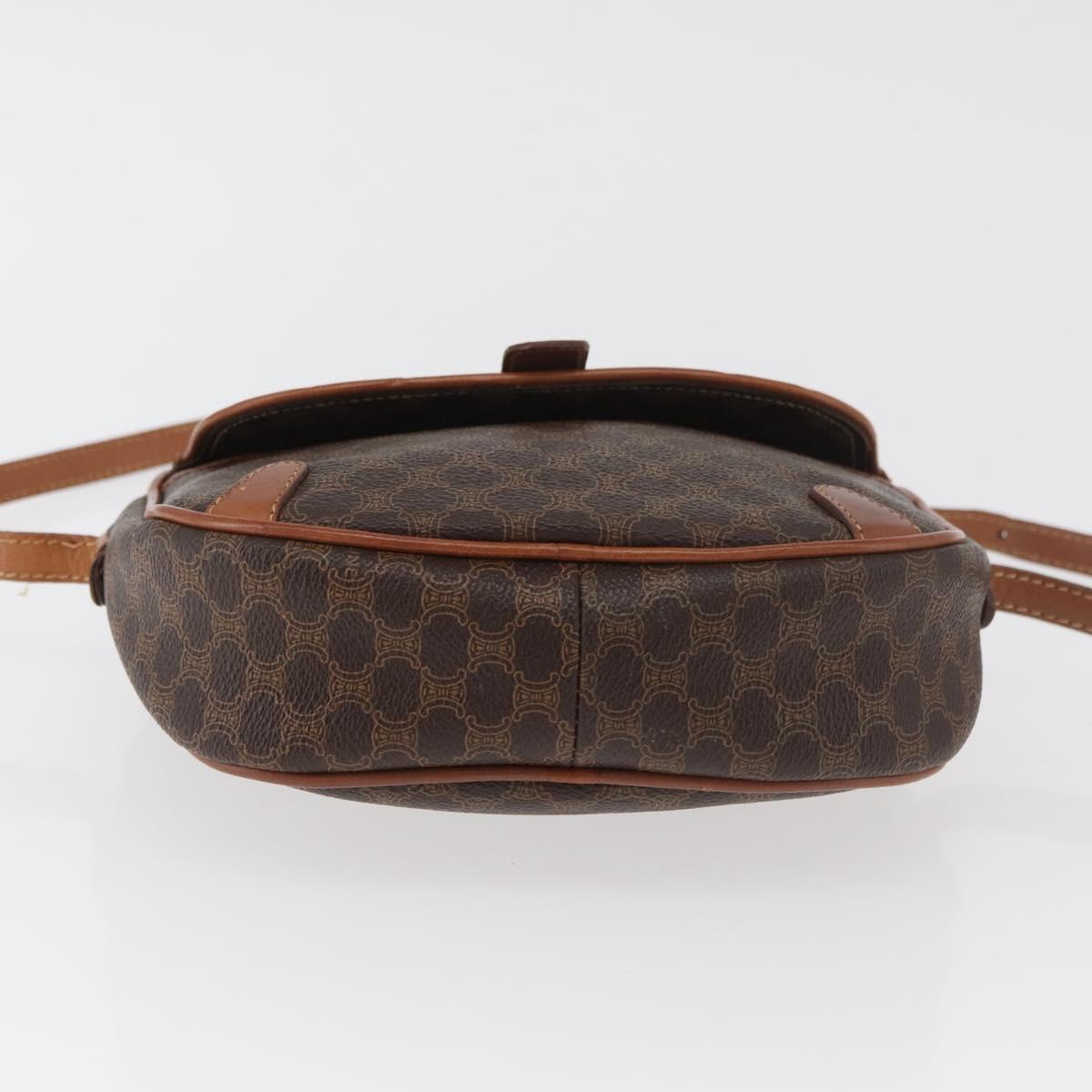 CELINE Macadam Canvas Shoulder Bag PVC Leather Brown Gold Auth bs35244