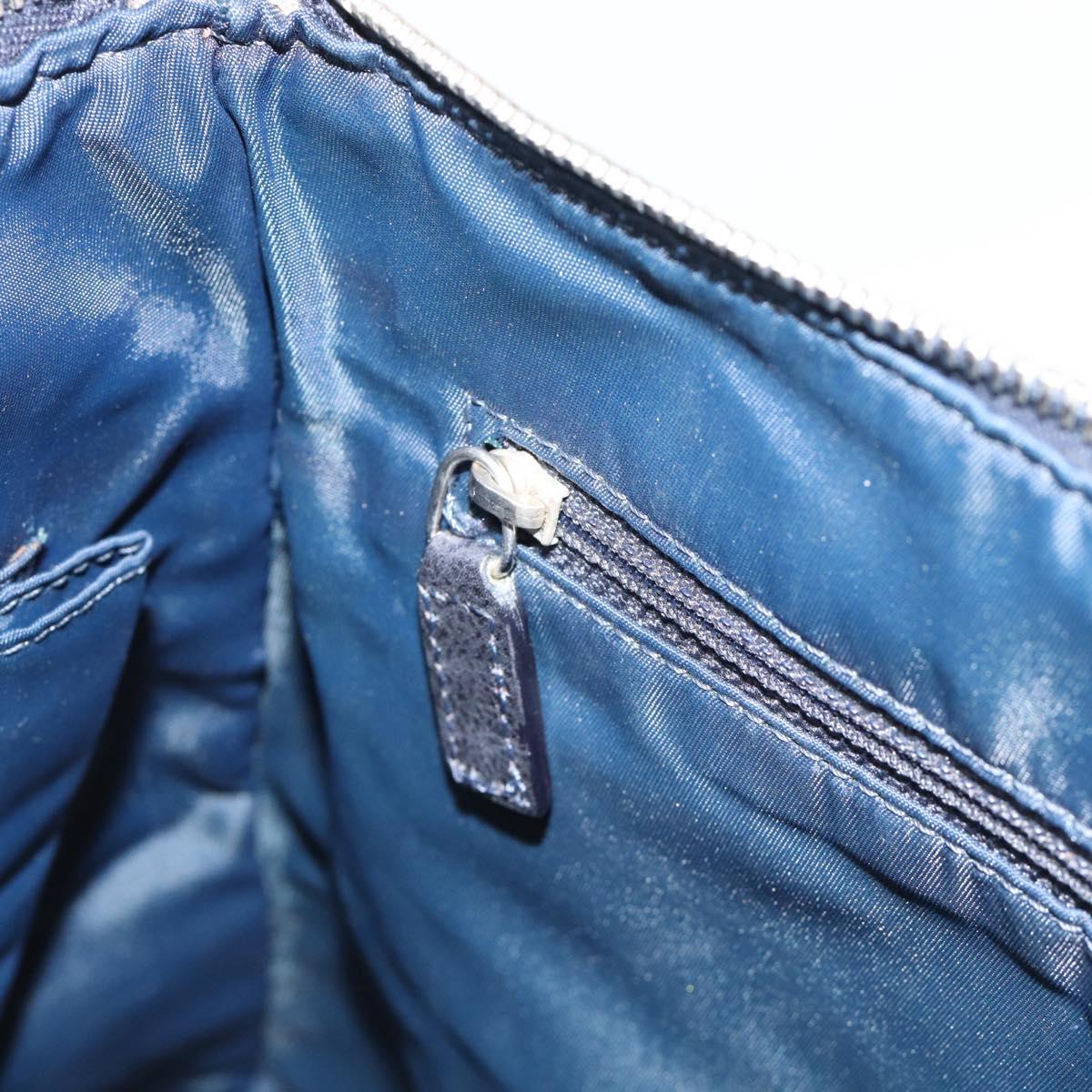 Christian Dior Trotter Canvas Hand Bag Blue Silver Auth bs35245A