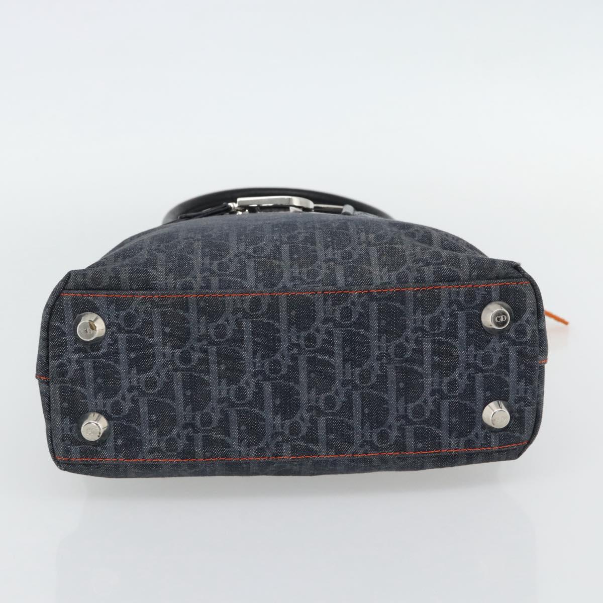 Christian Dior Trotter Canvas Hand Bag Blue Silver Auth bs35245A