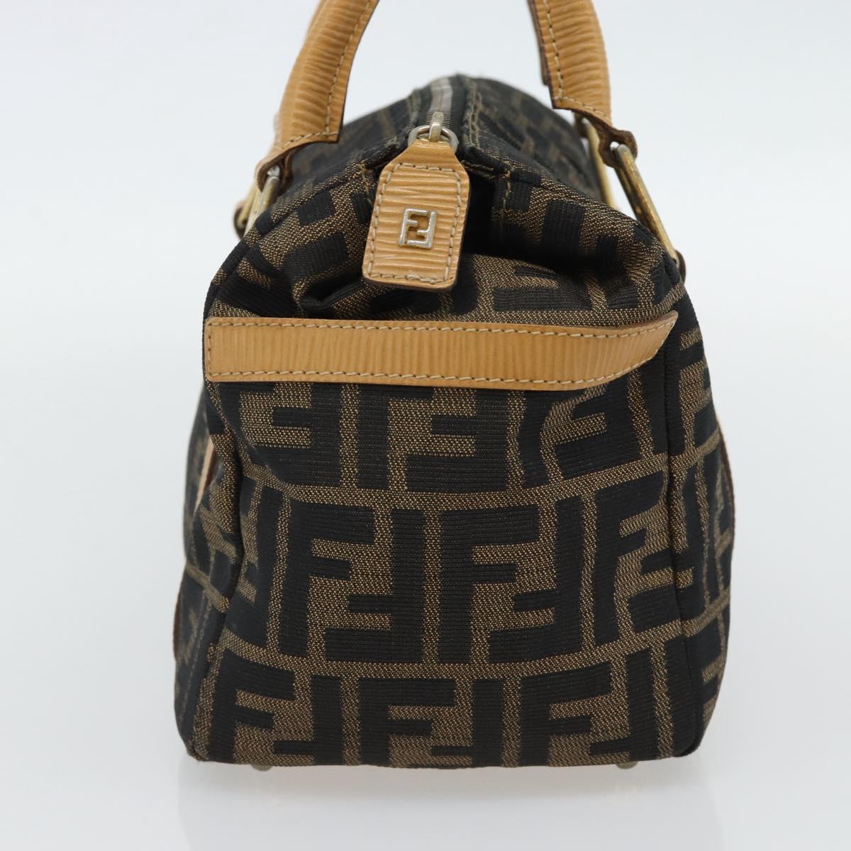 FENDI Zucca Canvas Hand Bag Black Brown Auth bs35246