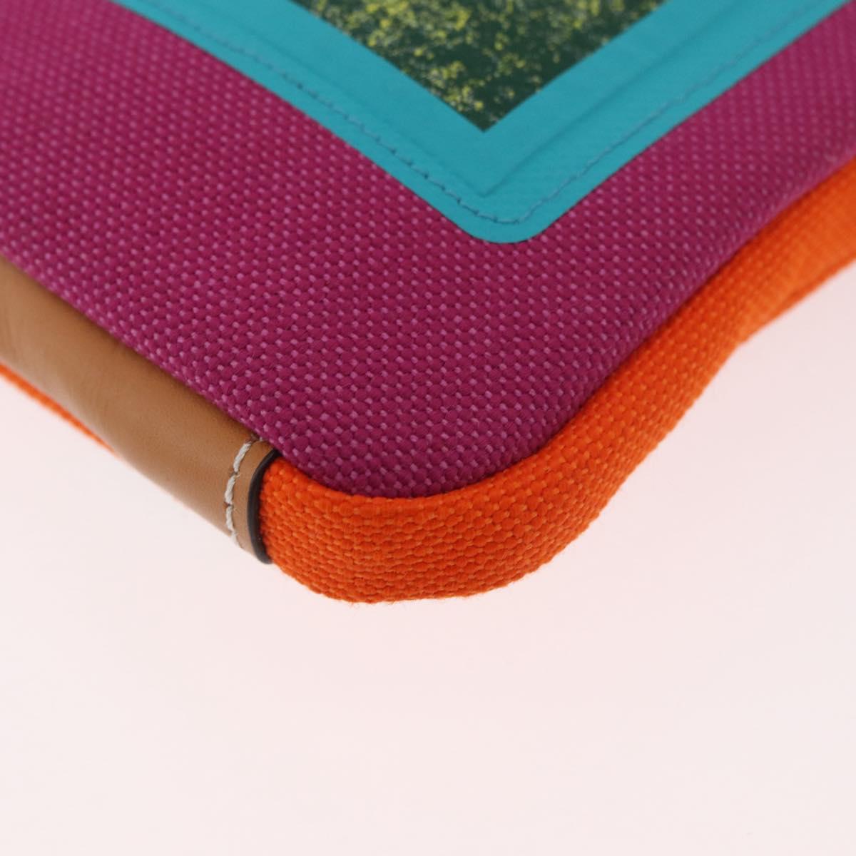 LOEWE Shoulder Pouch Shoulder Bag Canvas Multicolor Silver Auth bs35249M