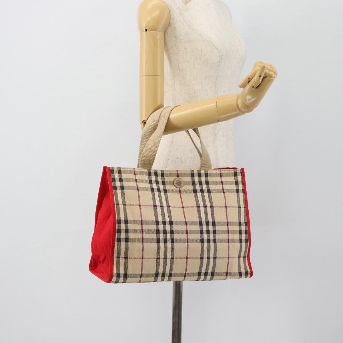 BURBERRY Nova Check Tote Bag Canvas Beige Auth bs35250